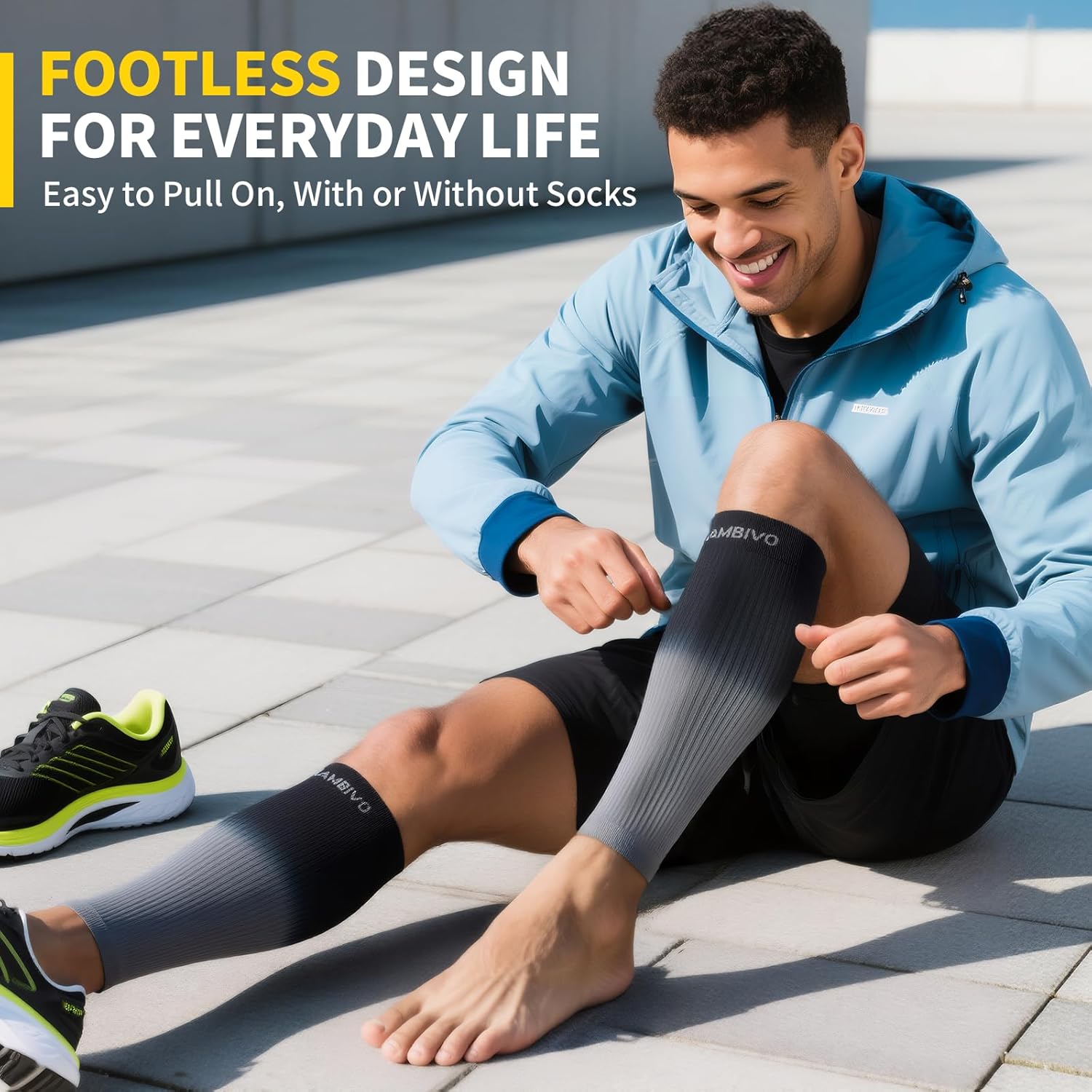 cambivo-calf-sleeves-manchons-mollet-compression-noir-gris-taille-l image 7