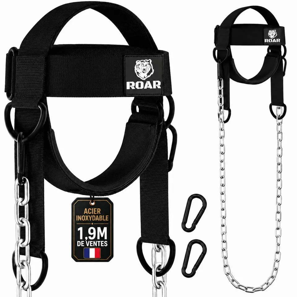 roar-harnais-cou-musculation-taille-m-sangle-paisse image 1