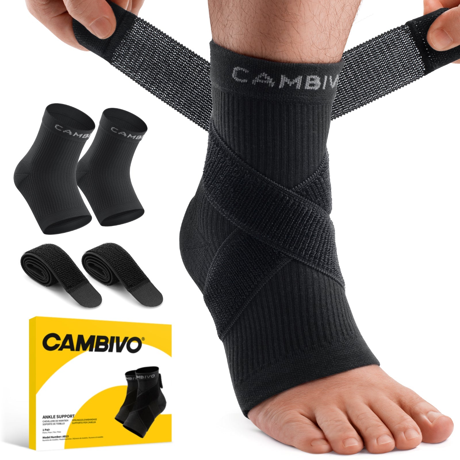cambivo-ankle-support-chevilli-re-compression-15-20-mmhg-paire-noire image 1