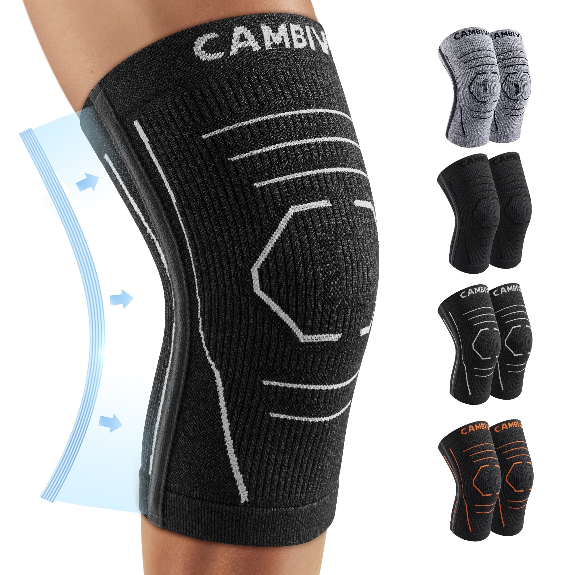 cambivo-manchon-genouill-re-compression-gris-lot-2-stabilisateur image 8