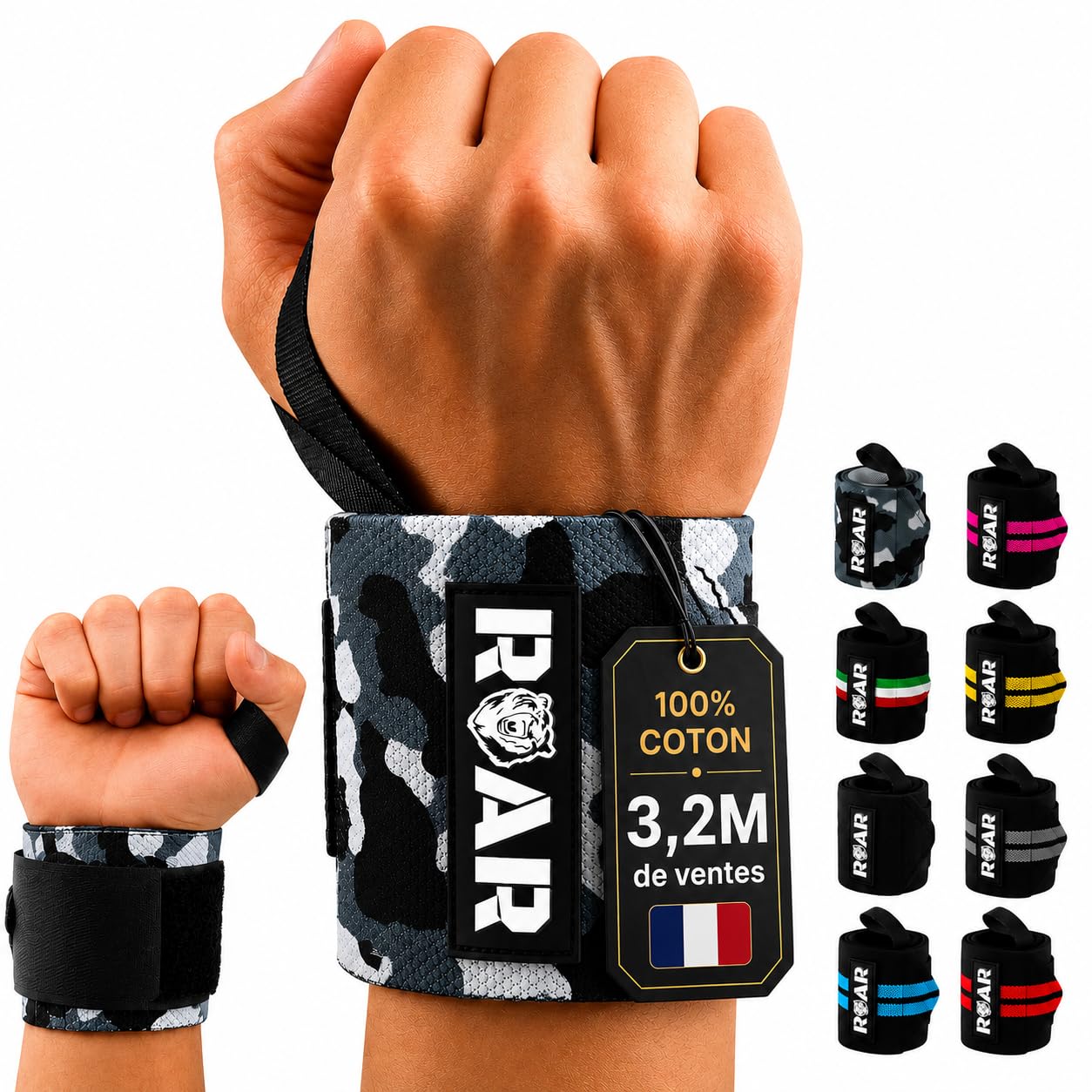 roar-strap-poignet-musculation-camouflage-ajustable image 1