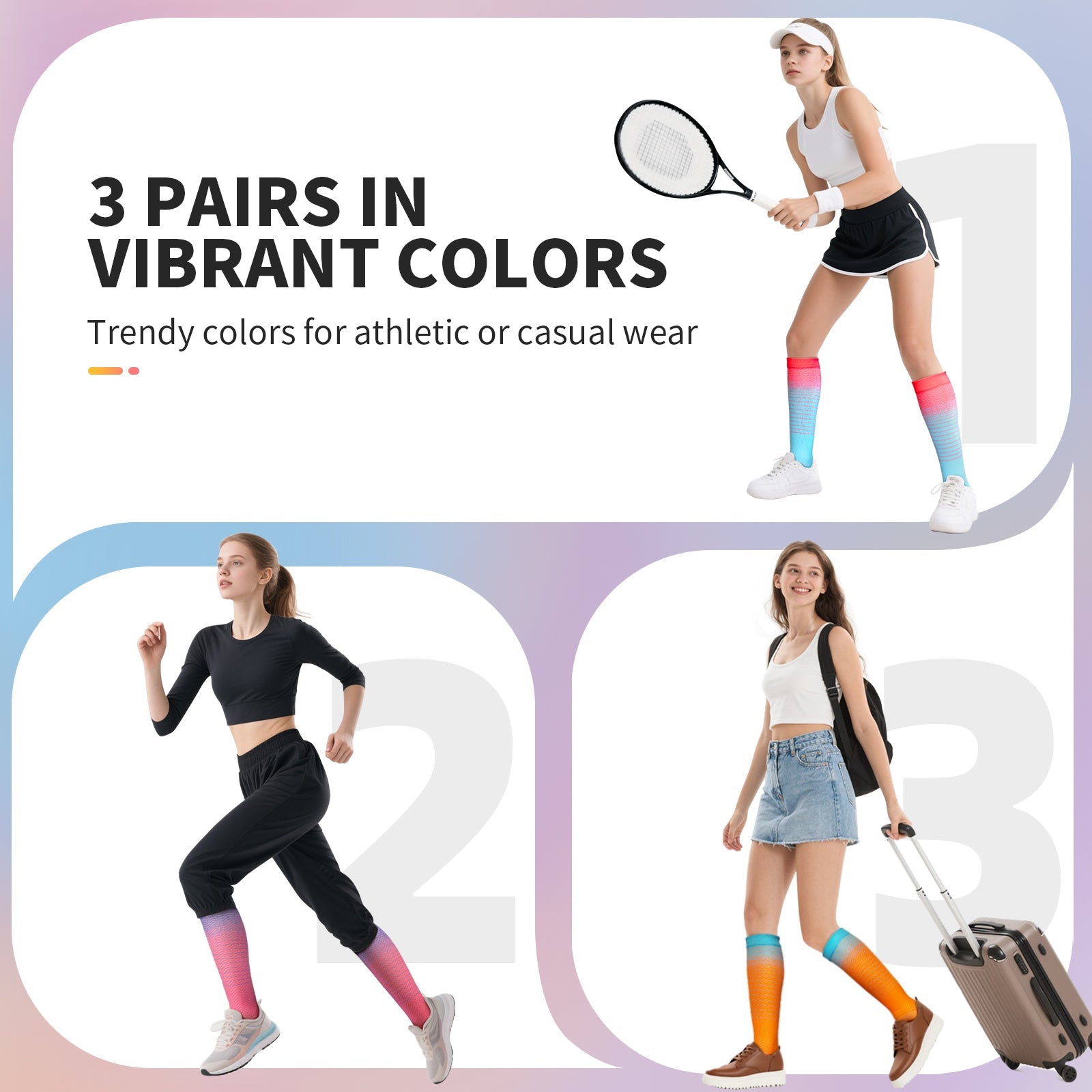cambivo-chaussettes-compression-multicolores-s-m-lot-3-paires image 4
