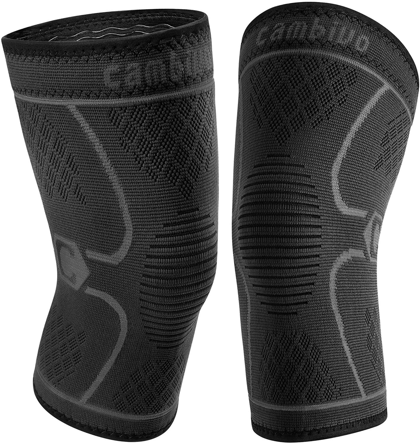 cambivo-knee-braces-manchon-genou-running-noir-lot-de-2-anti-glisse image 2