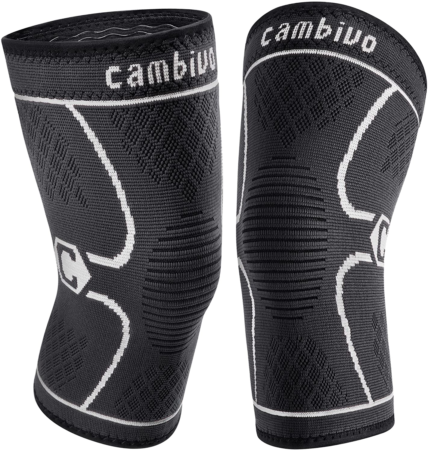 cambivo-knee-braces-manchon-genou-running-noir-lot-de-2-anti-glisse image 5