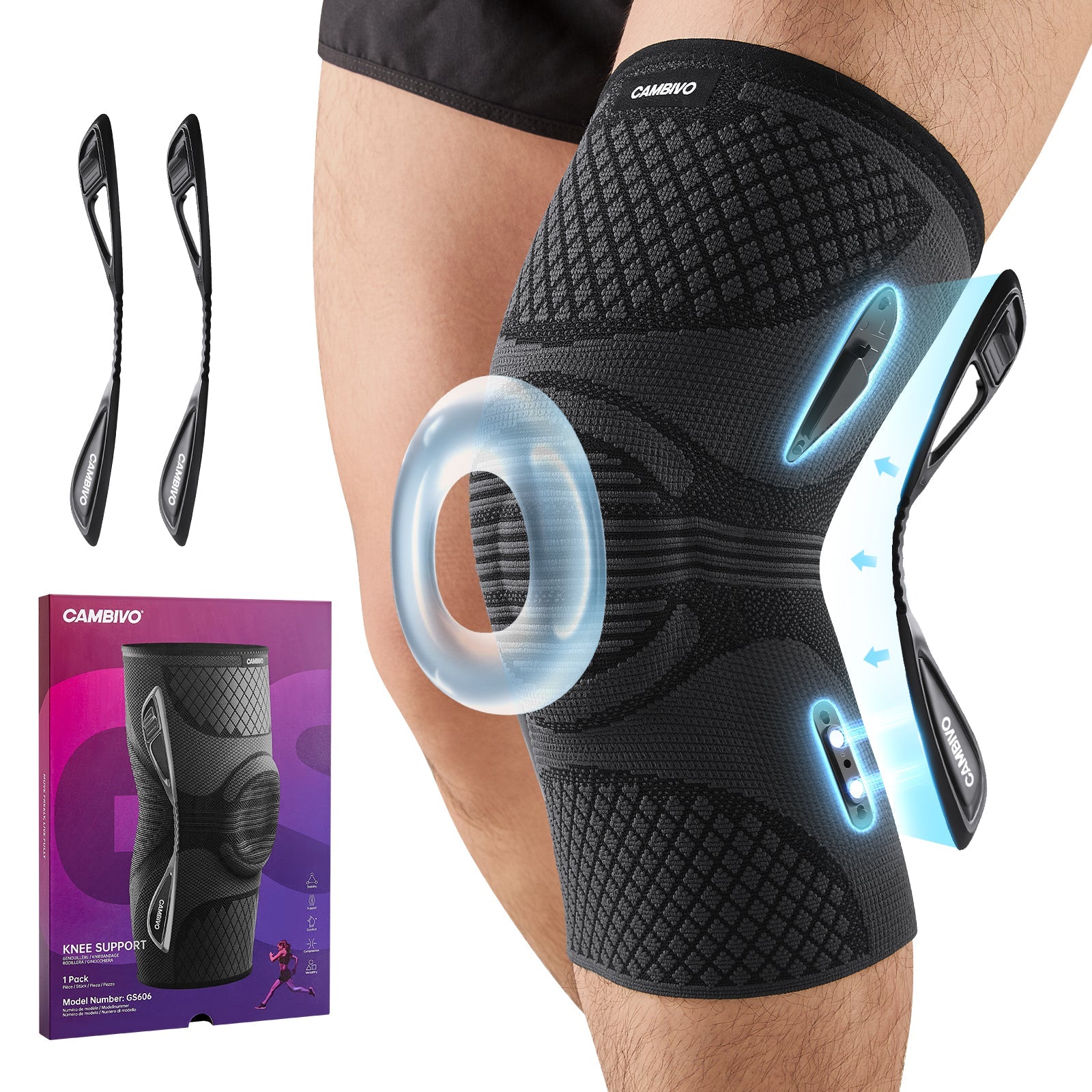 cambivo-knee-braces-genouill-re-noire-stabilisateurs-amovibles image 1