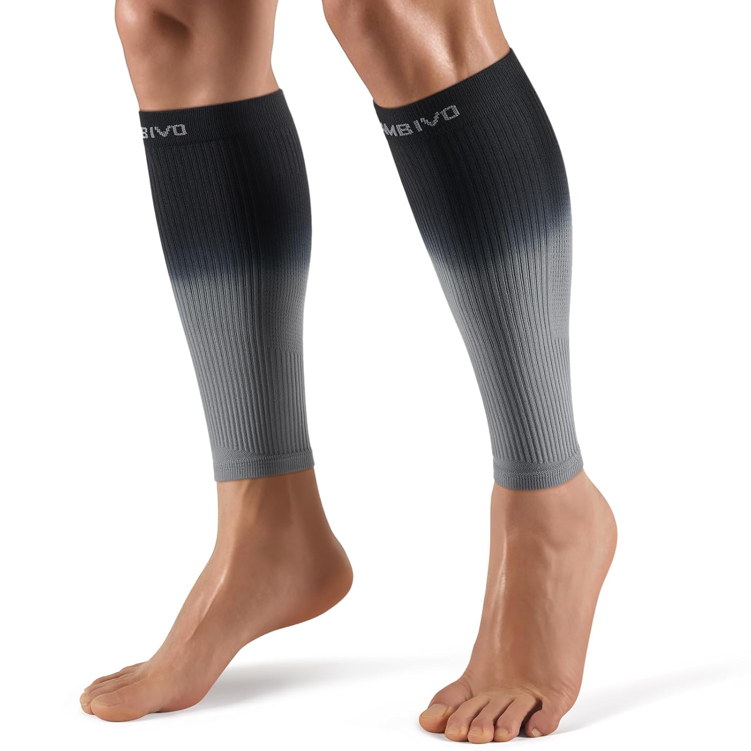 cambivo-calf-sleeves-manchons-mollet-compression-noir-gris-taille-l image 1