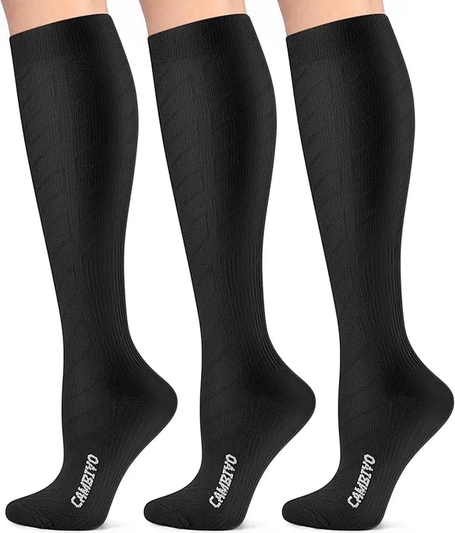 cambivo-compression-socks-chaussettes-de-contention-noires-3-paires-20-30-mmhg image 1