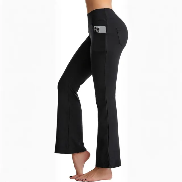 cambivo-yoga-clothing-pantalon-yoga-flare-noir-4-poches-femme image 1