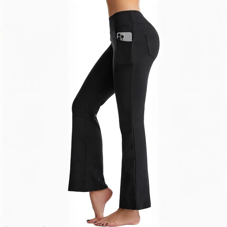 cambivo-yoga-clothing-pantalon-yoga-flare-noir-4-poches-femme image 1