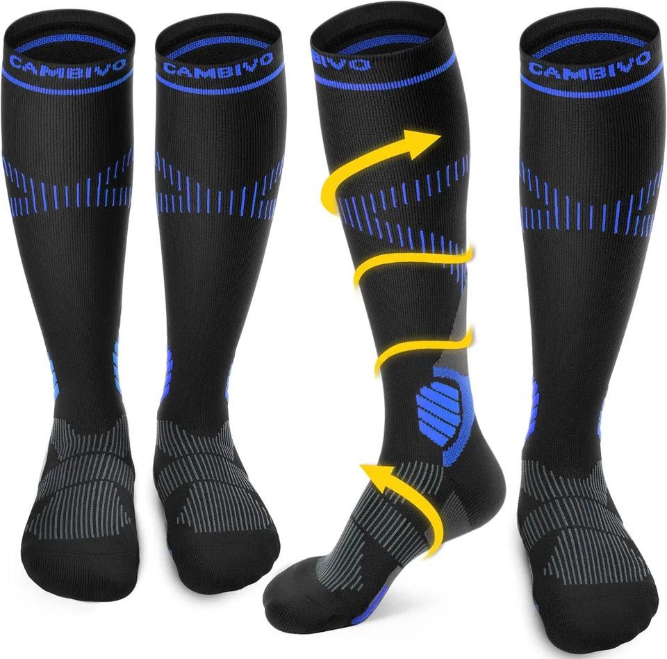 cambivo-compression-socks-chaussettes-contention-15-20-mmhg-2-paires-noir image 1