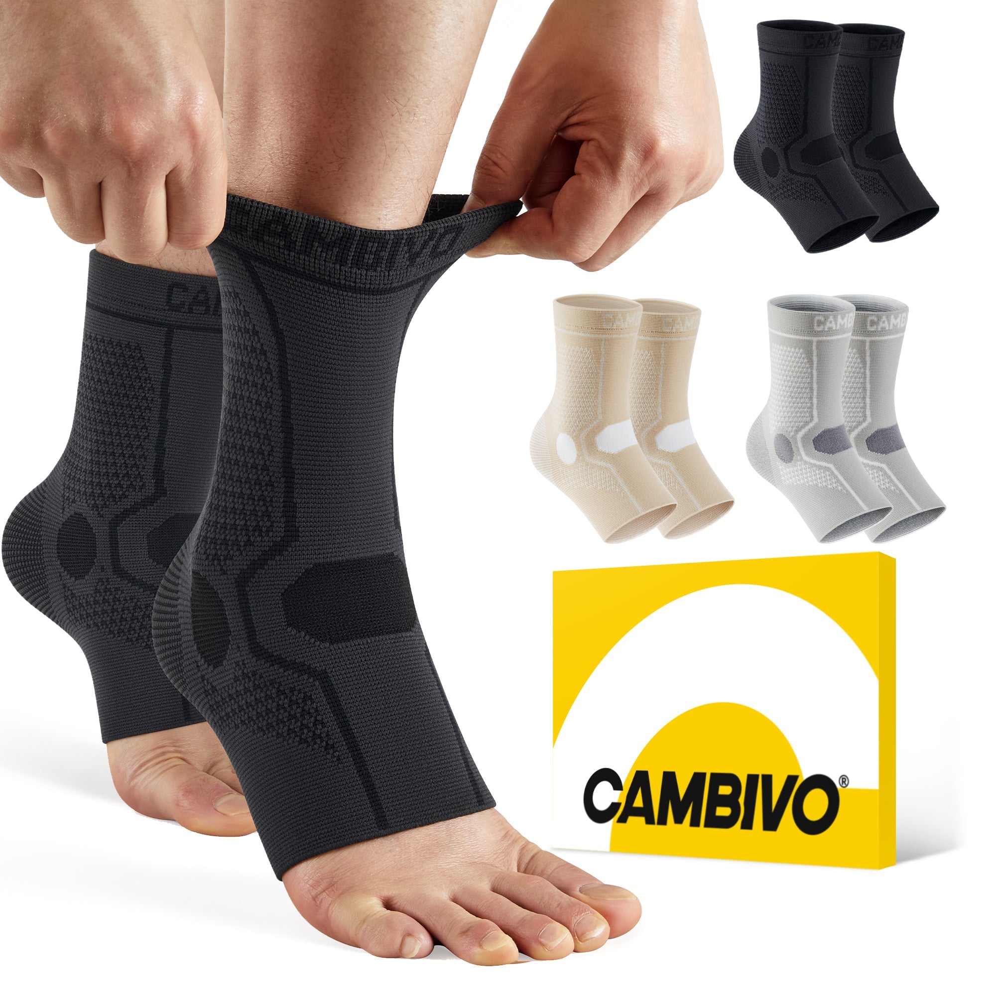 cambivo-ankle-support-chevill-re-compression-noir-1-paire-15-20-mmhg image 4
