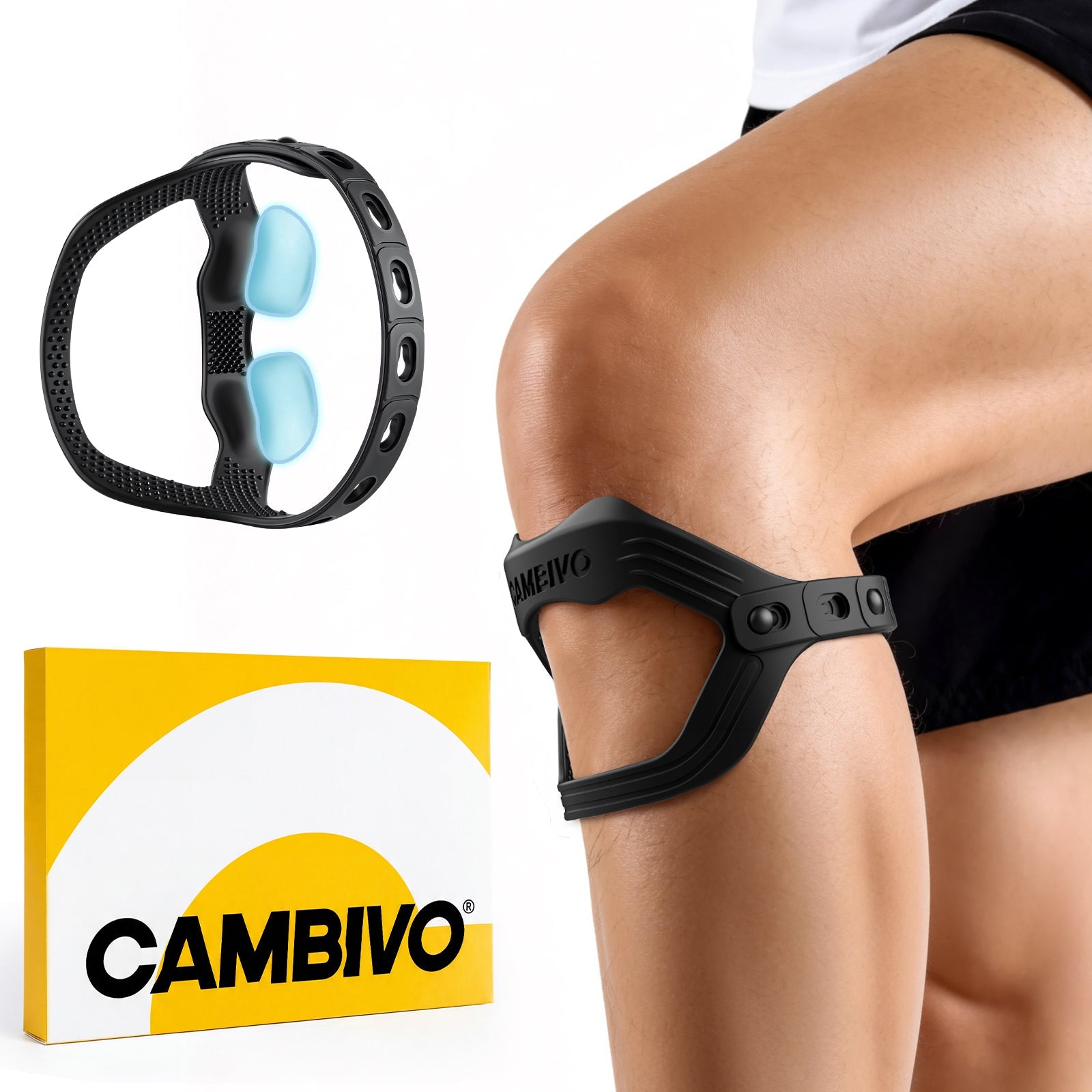 cambivo-knee-pads-sangle-genou-rotulienne-noire-taille-unique image 1