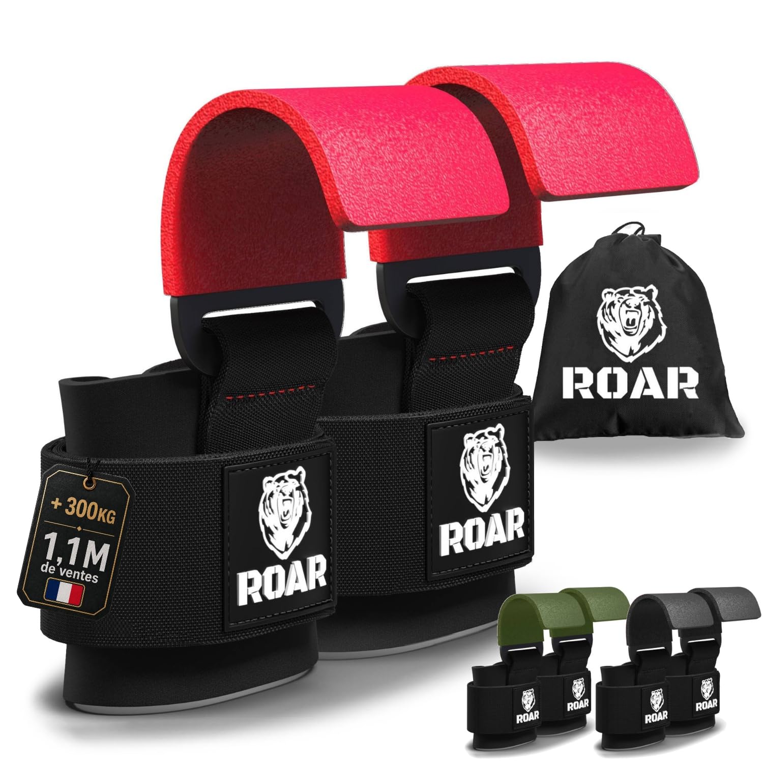 roar-sangles-et-crochets-musculation-rouge-acier image 1