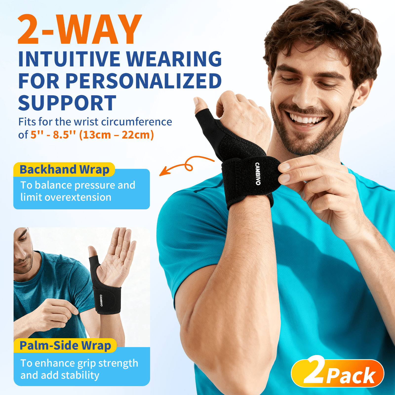cambivo-wrist-brace-bande-poignet-compression-noir-paire-taille-unique image 4