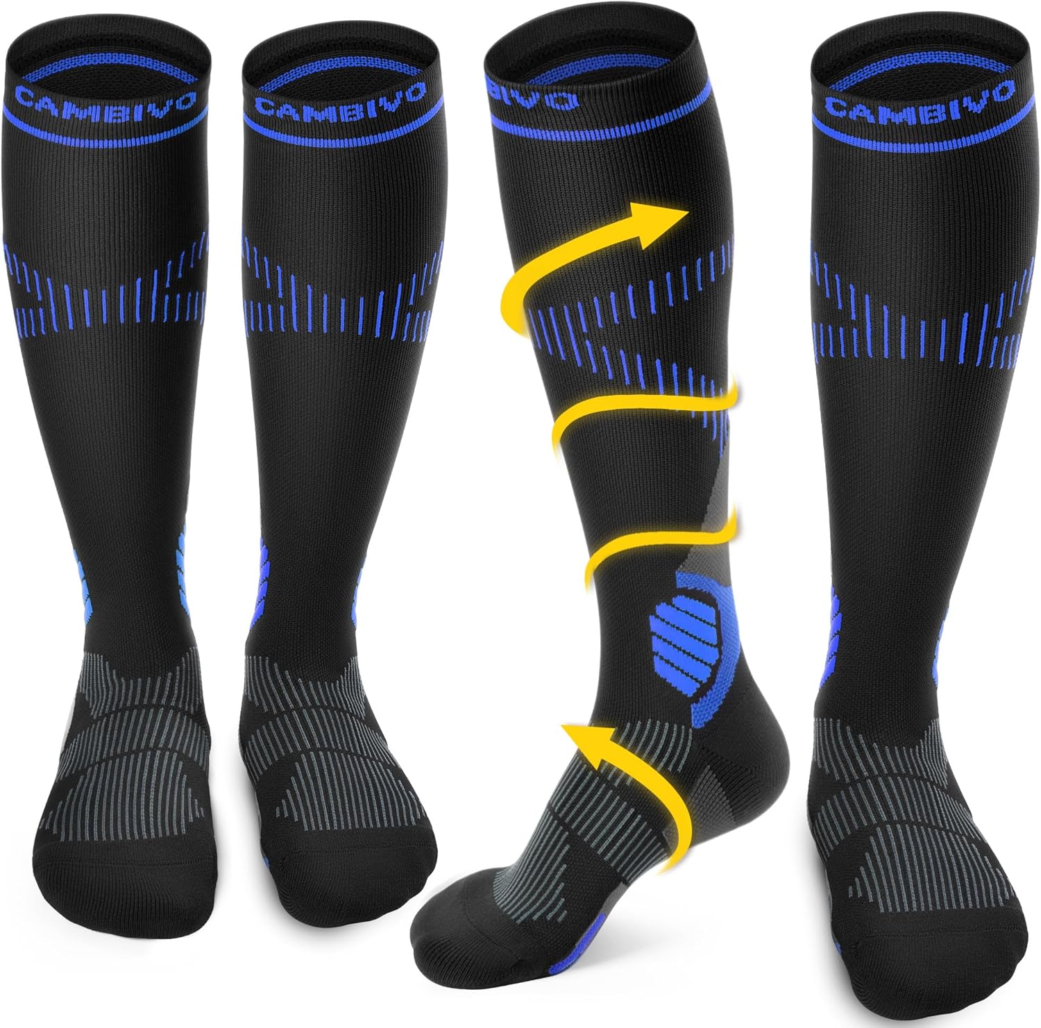 cambivo-compression-socks-chaussettes-contention-15-20-mmhg-2-paires-noir image 1