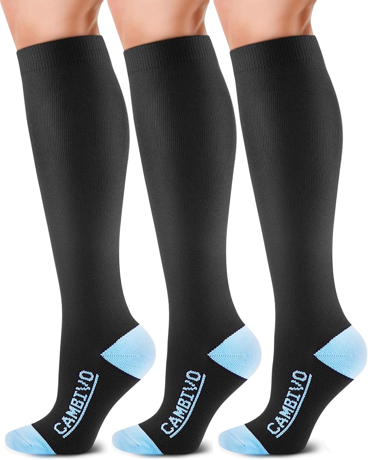 cambivo-compression-socks-chaussettes-contention-20-30-mmhg-3-paires-noir image 6