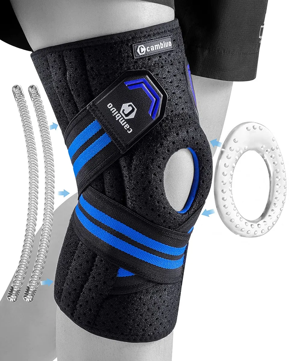 cambivo-knee-braces-genouill-re-rotule-ouverte-bleu-stabilisateurs image 1