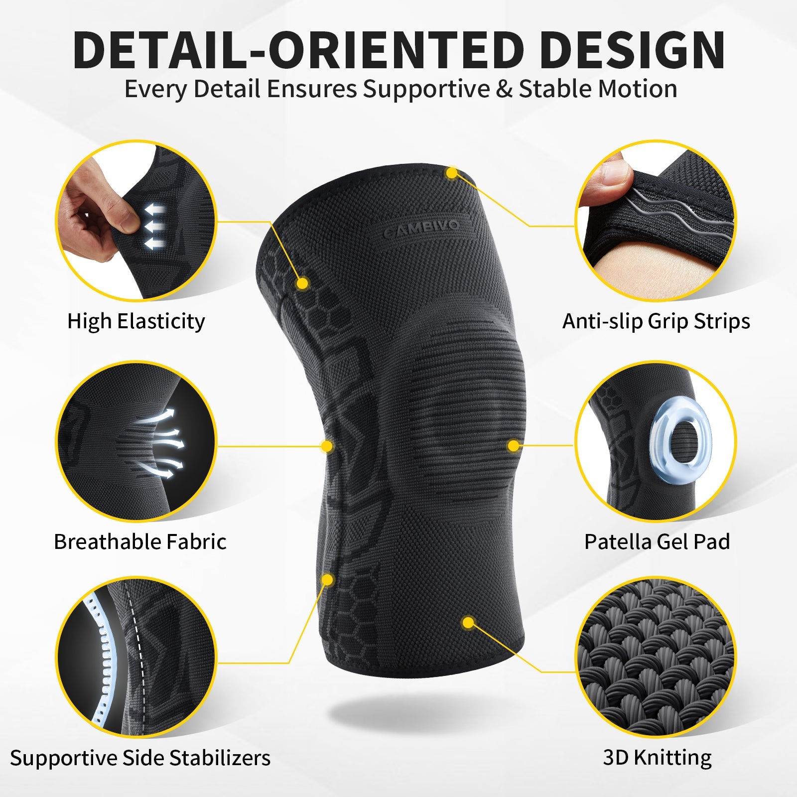 cambivo-knee-braces-genouill-re-taille-m-lot-de-2-noir-stabilisateurs image 2