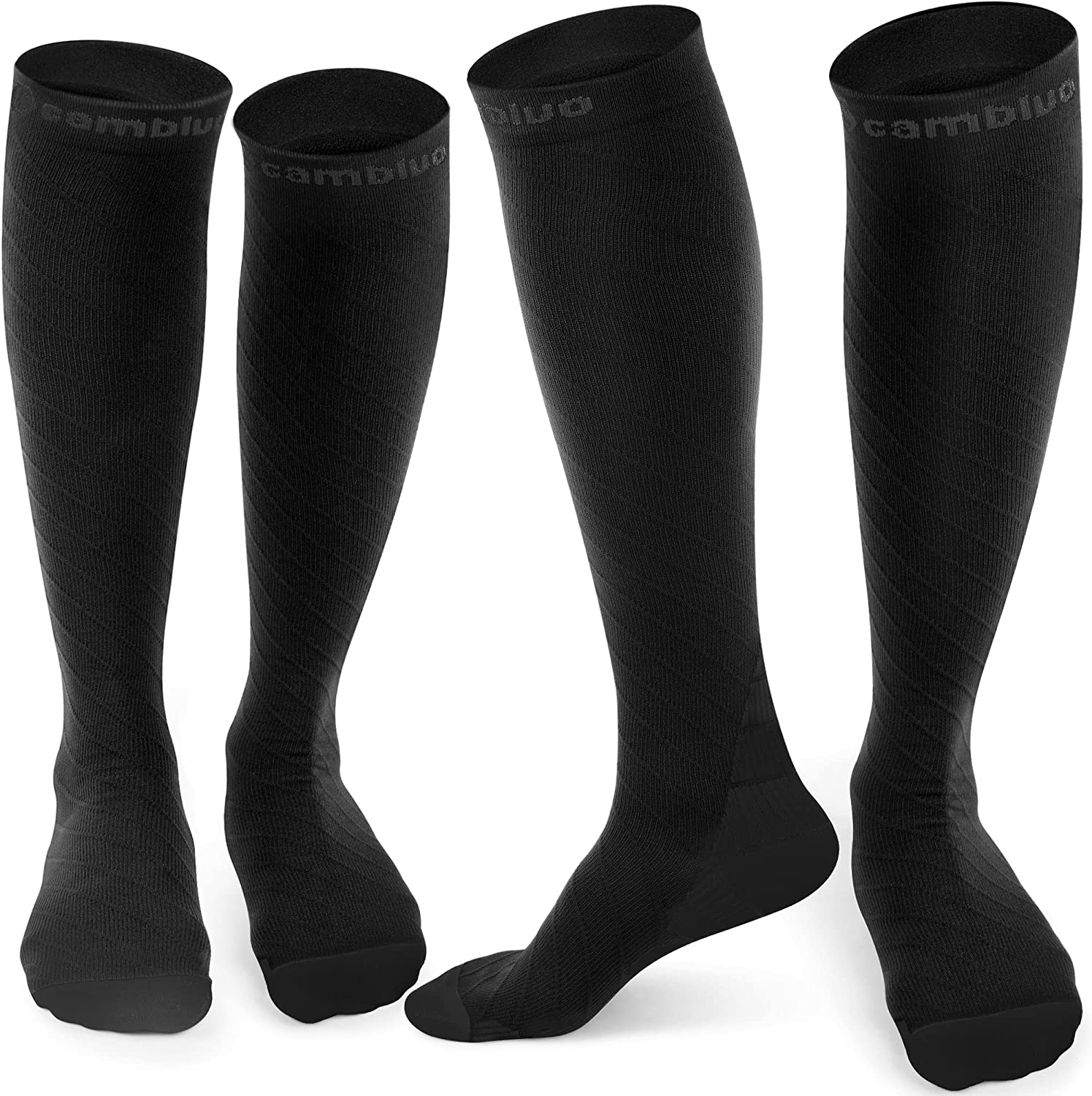 cambivo-compression-socks-chaussettes-contention-20-30-mmhg-2-paires-noir image 1