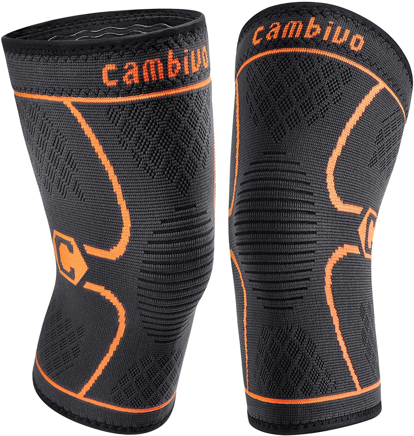cambivo-knee-braces-manchon-genou-running-noir-lot-de-2-anti-glisse image 1