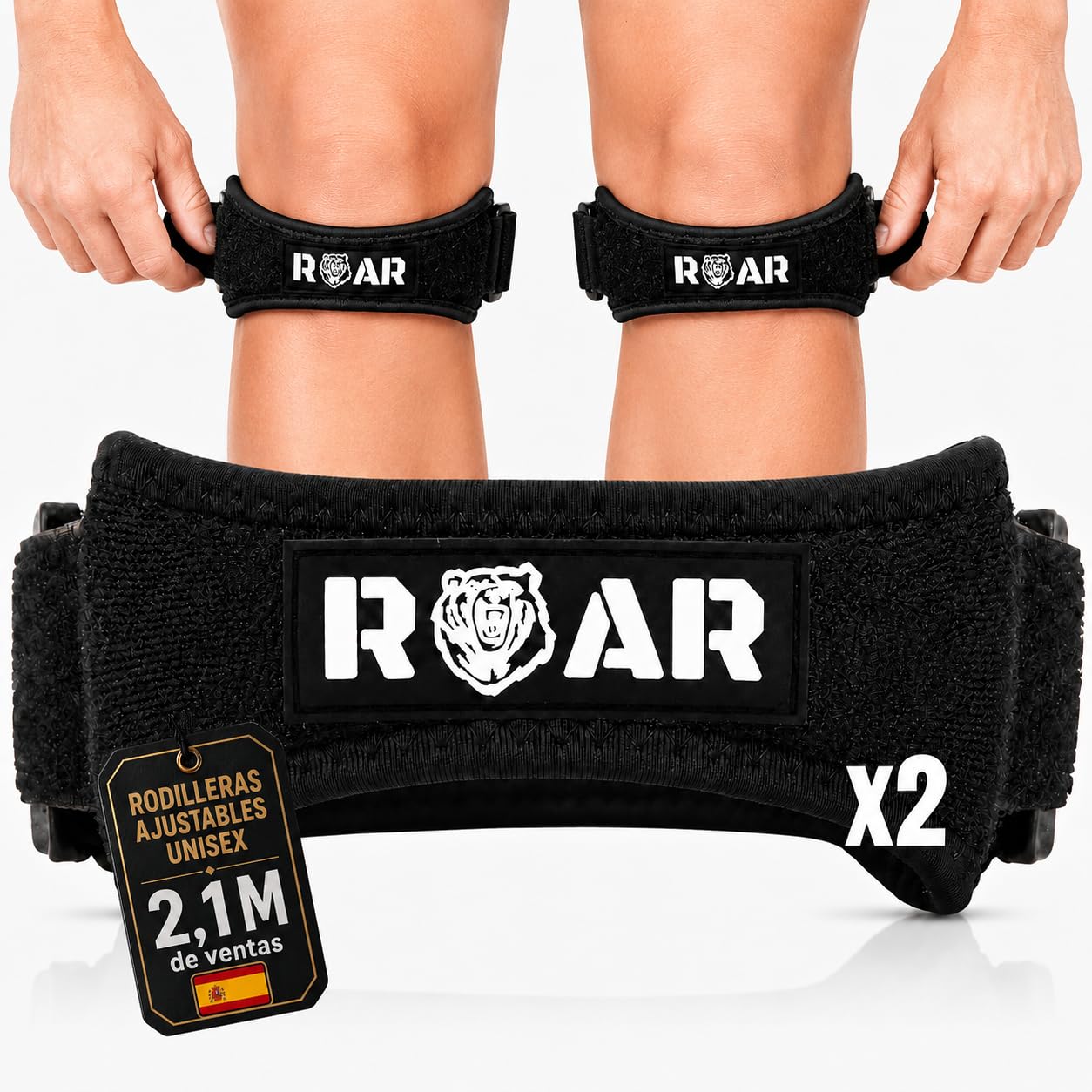 roar-genouill-re-rotulienne-strap-noir-x2-silicone image 1