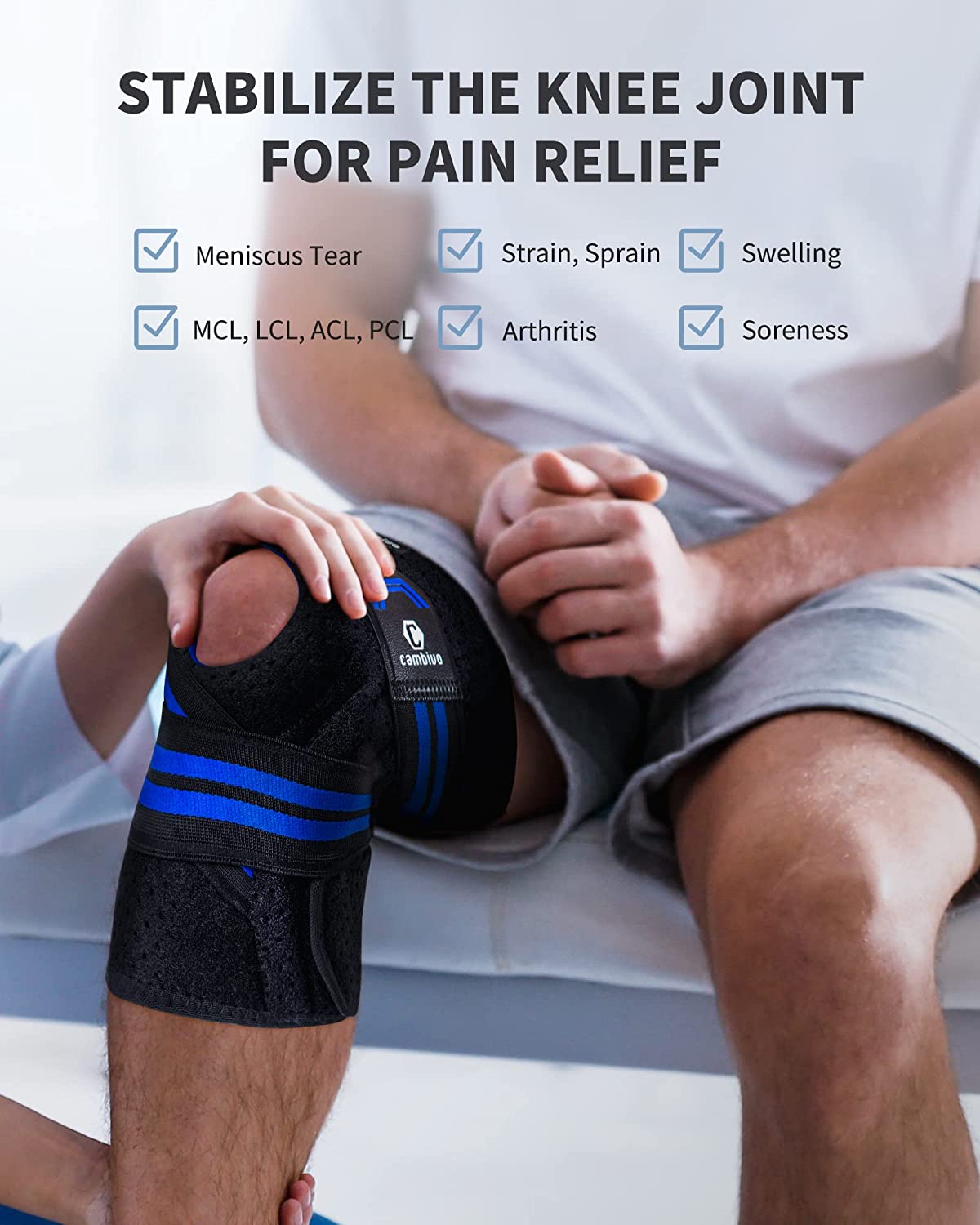 cambivo-knee-braces-genouill-re-rotule-ouverte-bleu-stabilisateurs image 3