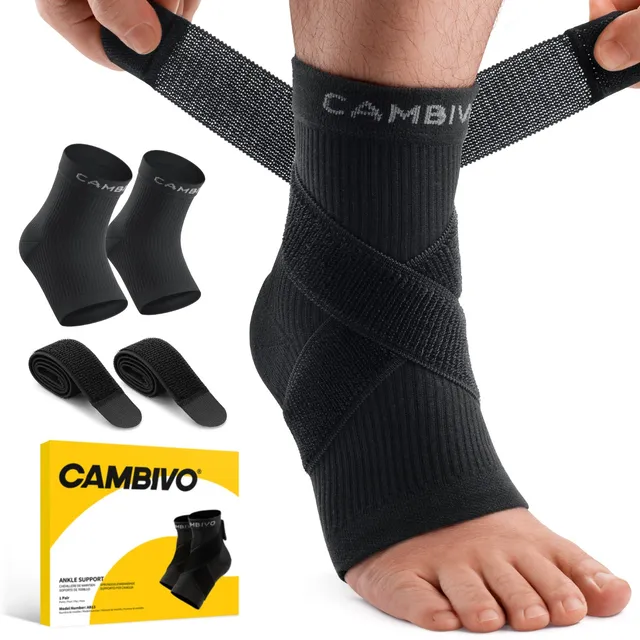 cambivo-ankle-support-chevilli-re-compression-15-20-mmhg-paire-noire image 1