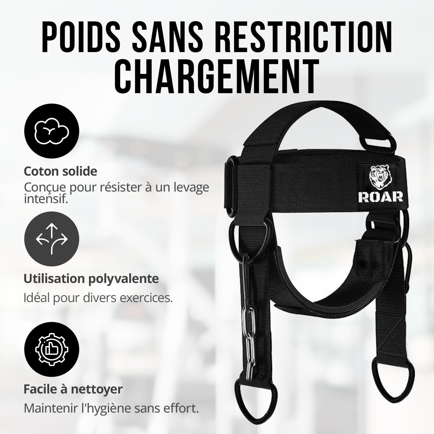 roar-harnais-cou-musculation-taille-m-sangle-paisse image 6