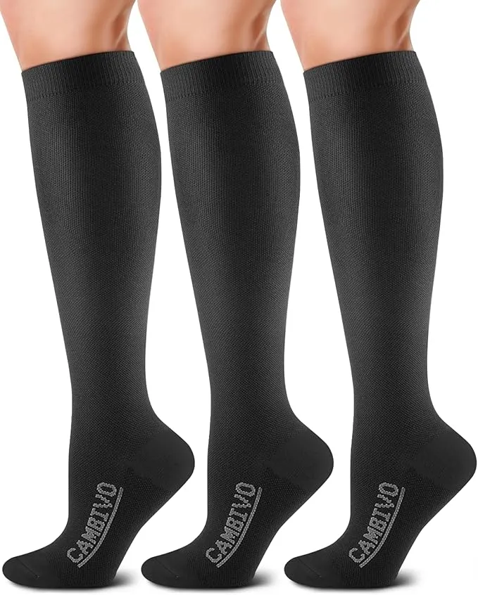 cambivo-compression-socks-chaussettes-contention-20-30-mmhg-3-paires-noir image 1
