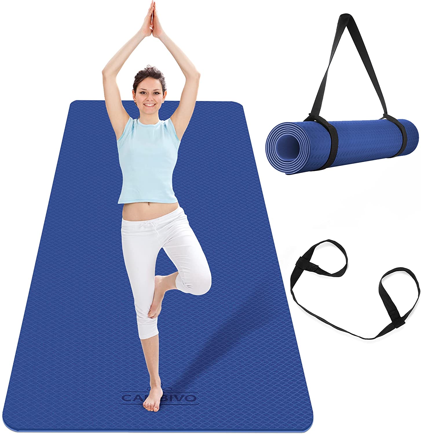 cambivo-tapis-de-yoga-antid-rapant-6mm-noir-183cm-tpe-large image 2