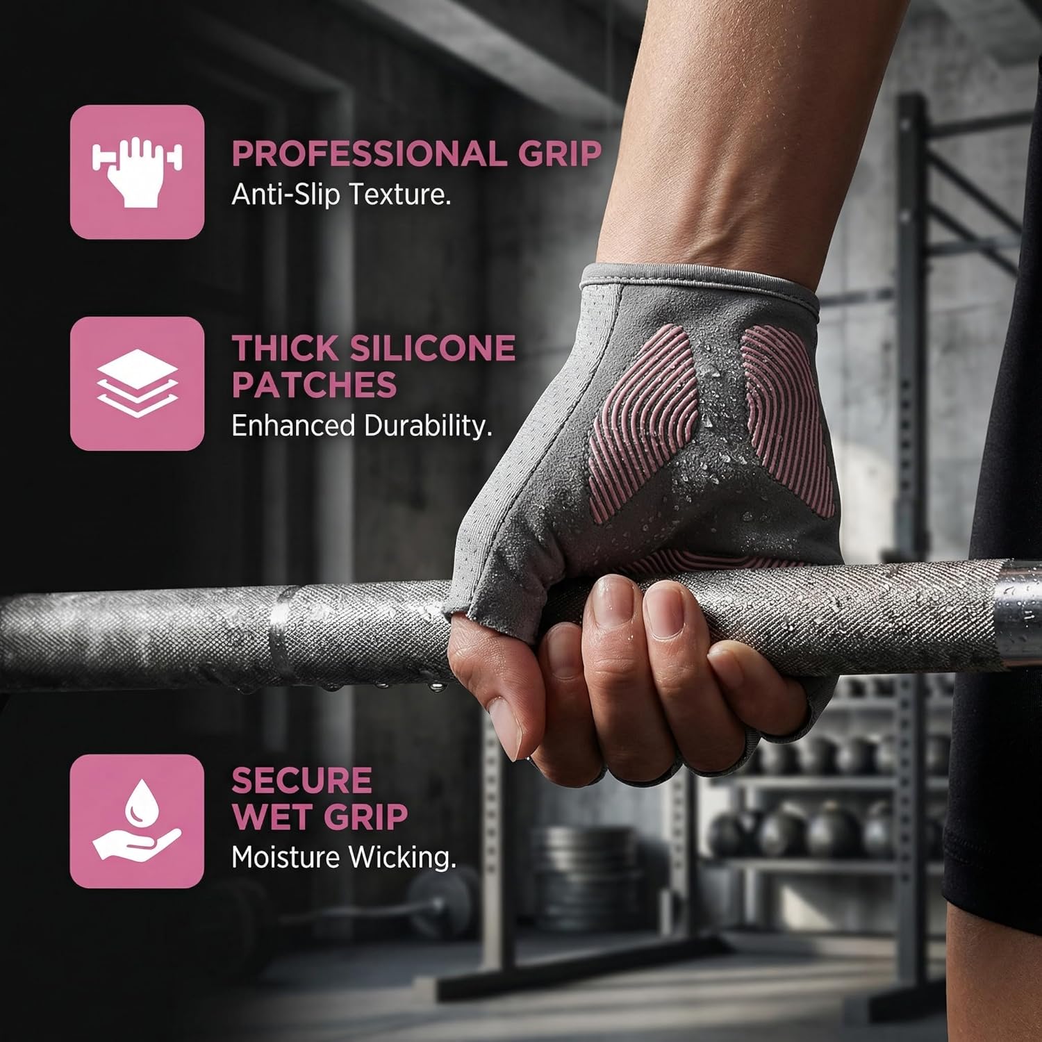cambivo-wrist-brace-gants-de-musculation-rose-noir-taille-m-1-paire image 3