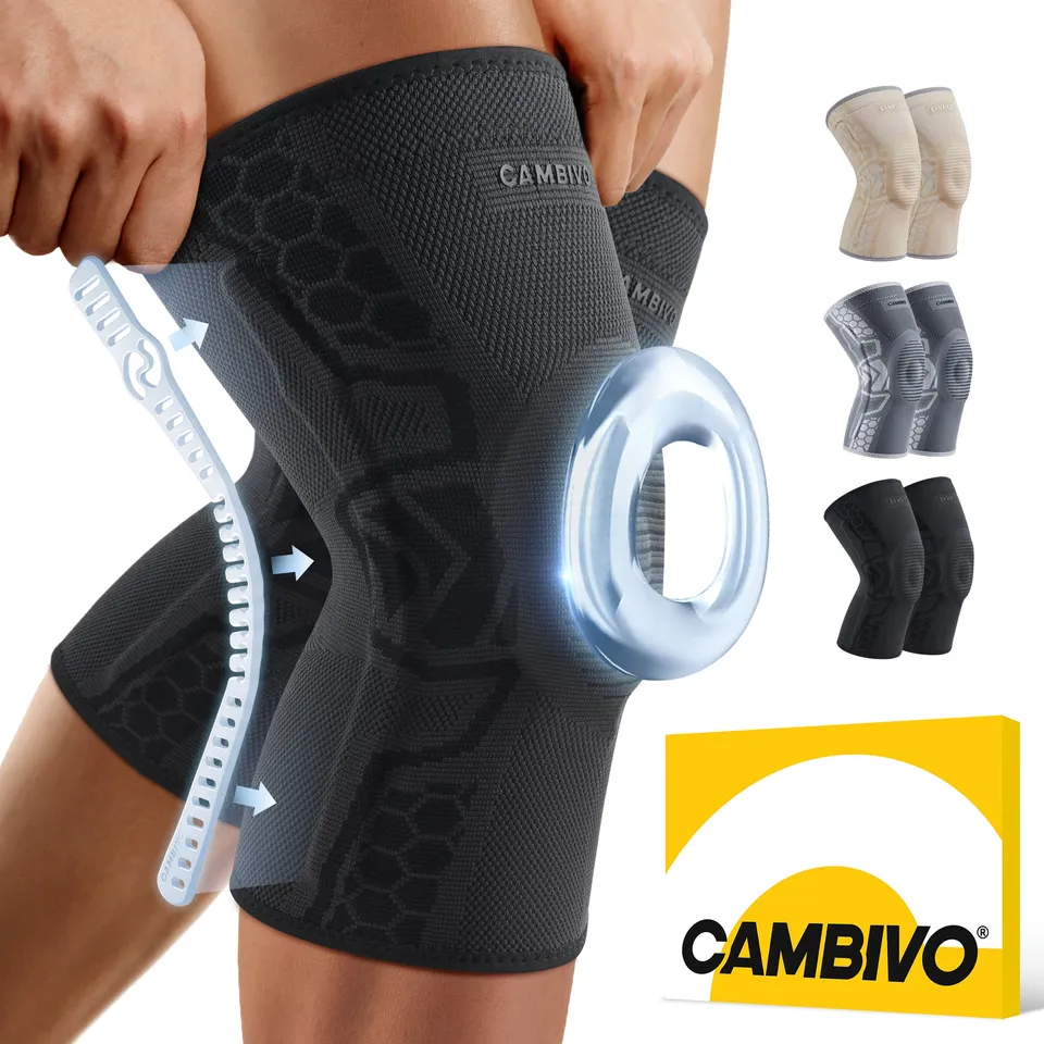 cambivo-knee-braces-genouill-re-taille-m-lot-de-2-noir-stabilisateurs image 1