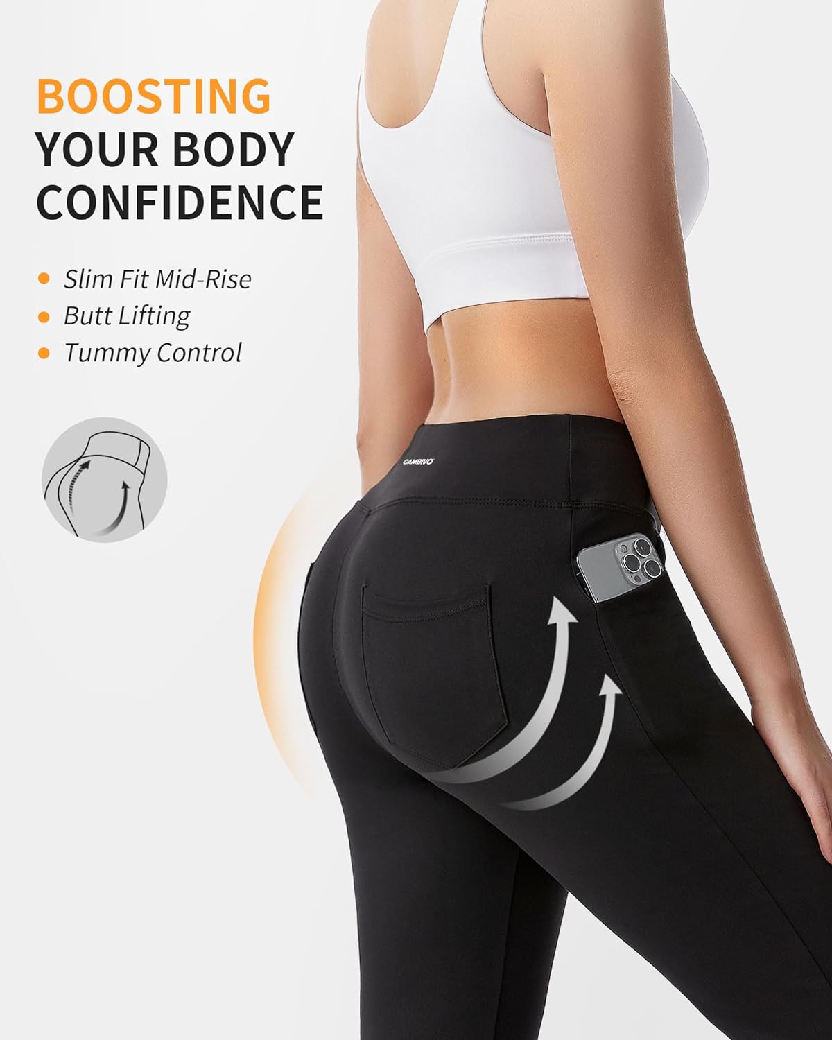 cambivo-yoga-clothing-pantalon-yoga-flare-noir-4-poches-femme image 2